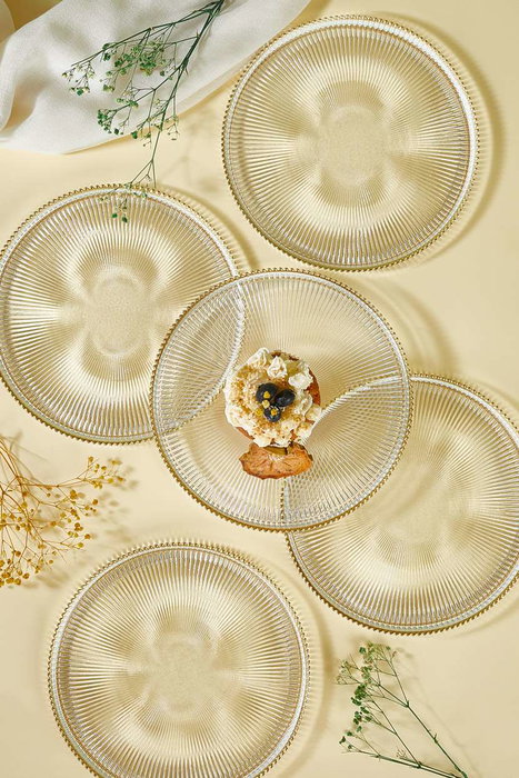 Hermia Paris Set de 6 Platos para Postre de Vidrio Transparente 21 cm Hermia Paris Set de 6 Platos para Postre de Vidrio Transparente 21 cm